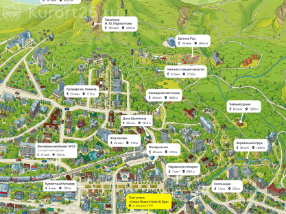 Спа-отель «Green Resort Hotel & Spa» Кисловодск на карте Спа-отель «Green Resort Hotel & Spa» Кисловодск — карта расположения